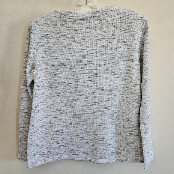 J. Jill Waffle Top Size XSP Gray Kangaroo Pocket Cotton Blend (Petite) - Picture 7 of 8
